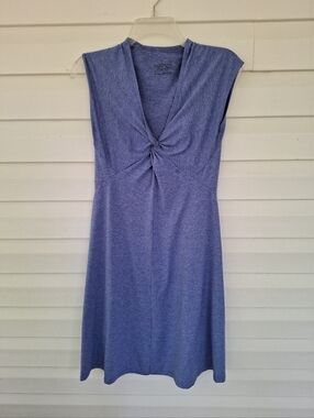 Patagonia Seabrook Bandha Dress Heather Blue Center Twist Stretchy Size Small